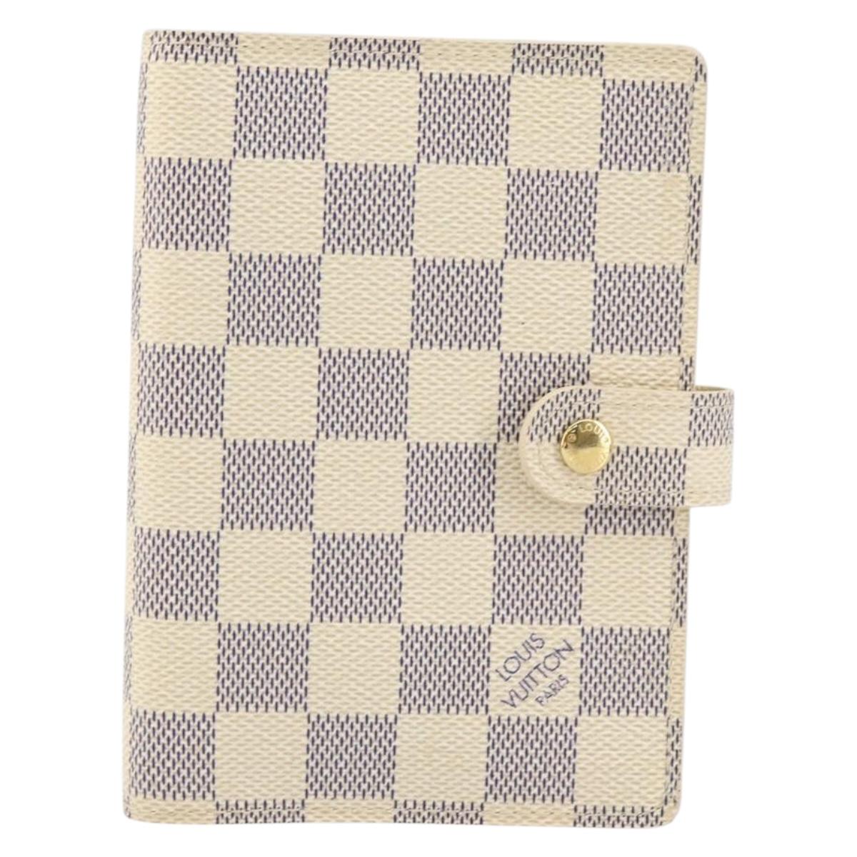 LOUIS VUITTON Damier Azur Agenda PM Day Planner Cover R20706 LV Auth 145698