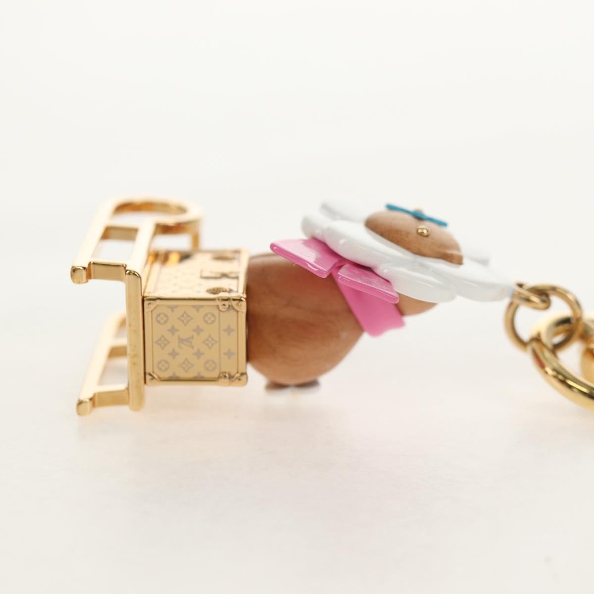 LOUIS VUITTON Porte Cles Petula Red Key Holder metal Gold M01437 Auth 145711SAM