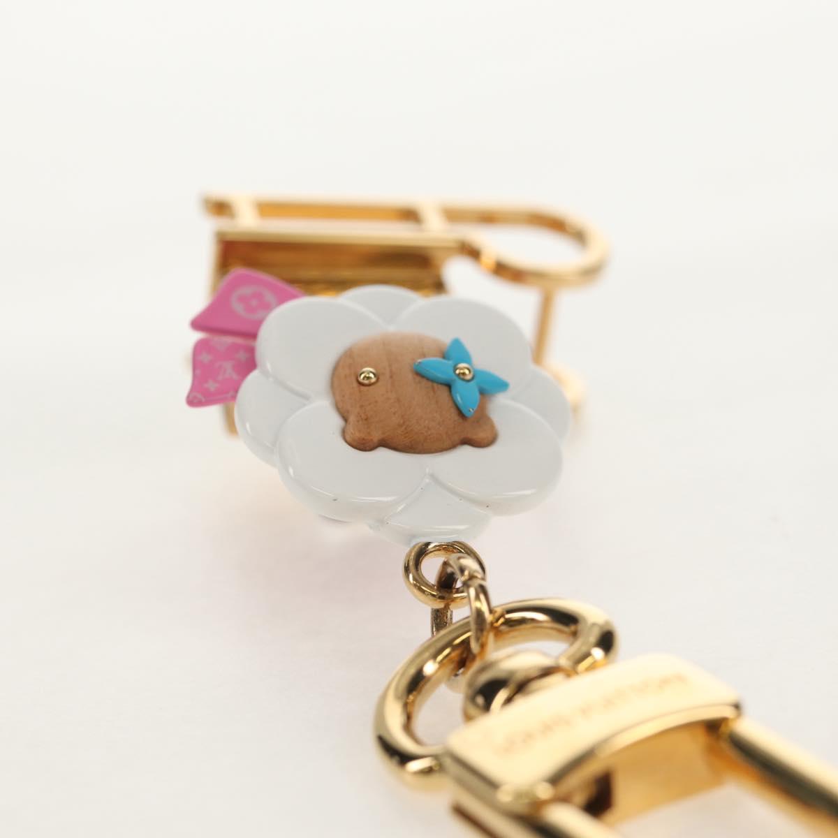 LOUIS VUITTON Porte Cles Petula Red Key Holder metal Gold M01437 Auth 145711SAM