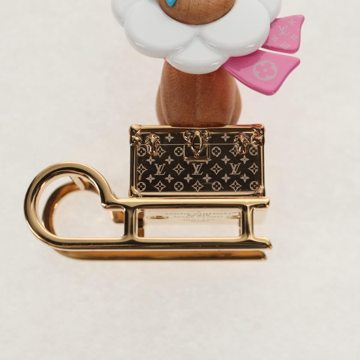 LOUIS VUITTON Porte Cles Petula Red Key Holder metal Gold M01437 Auth 145711SAM