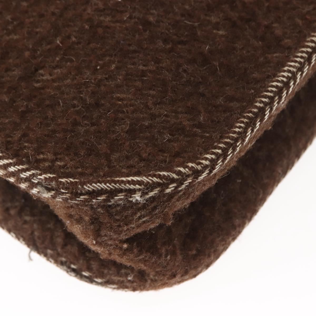 CHANEL Tote Bag Wool Brown CC Auth 145717