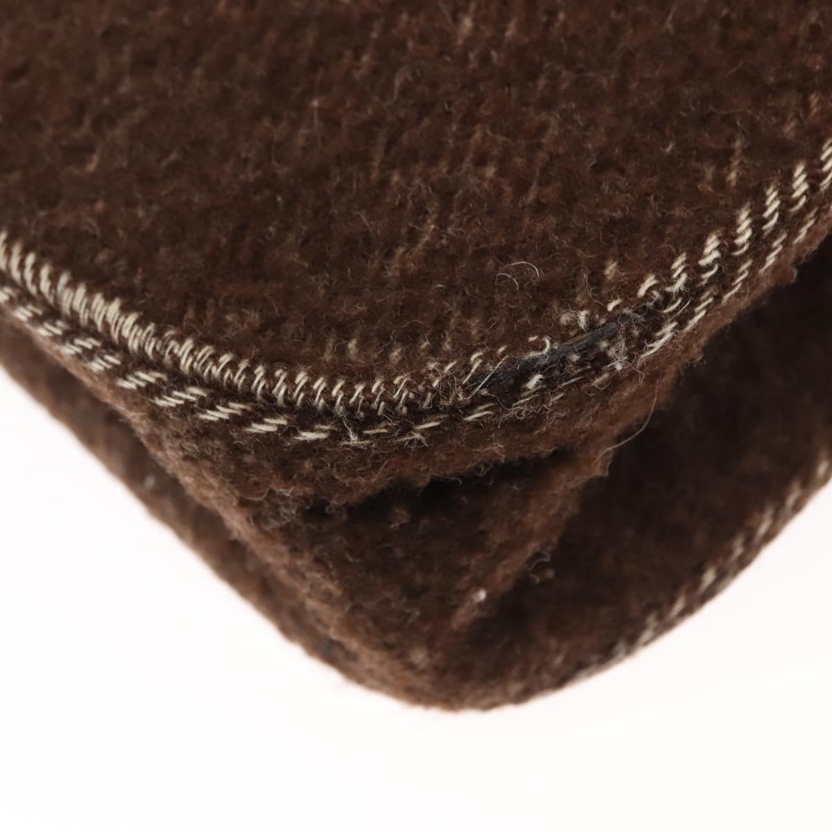 CHANEL Tote Bag Wool Brown CC Auth 145717