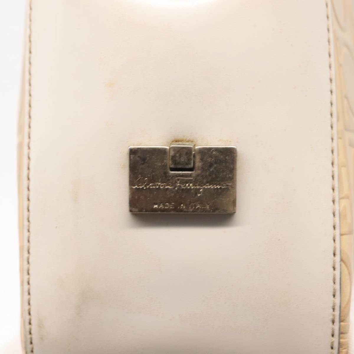 Salvatore Ferragamo Gancini Tote Bag Leather Beige Silver Auth 145755