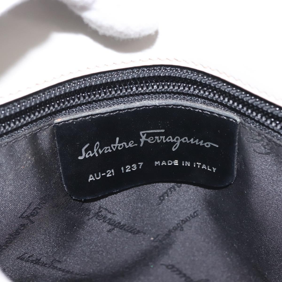 Salvatore Ferragamo Gancini Tote Bag Leather Beige Silver Auth 145755