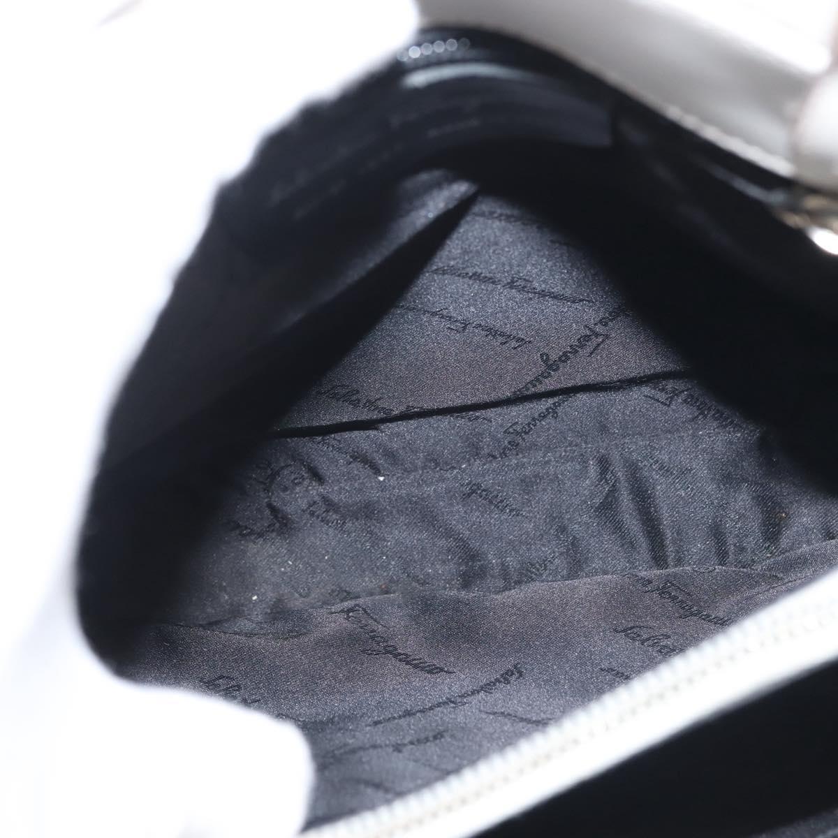 Salvatore Ferragamo Gancini Tote Bag Leather Beige Silver Auth 145755