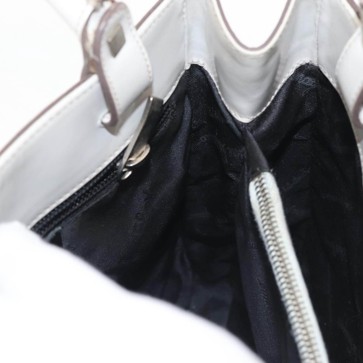 Salvatore Ferragamo Gancini Tote Bag Leather Beige Silver Auth 145755