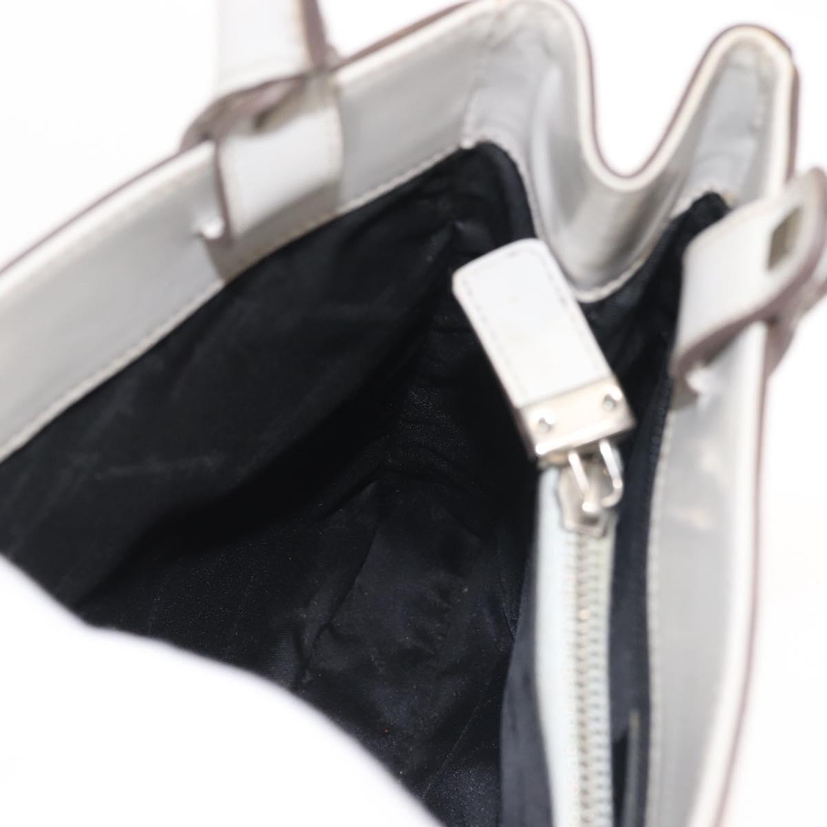 Salvatore Ferragamo Gancini Tote Bag Leather Beige Silver Auth 145755