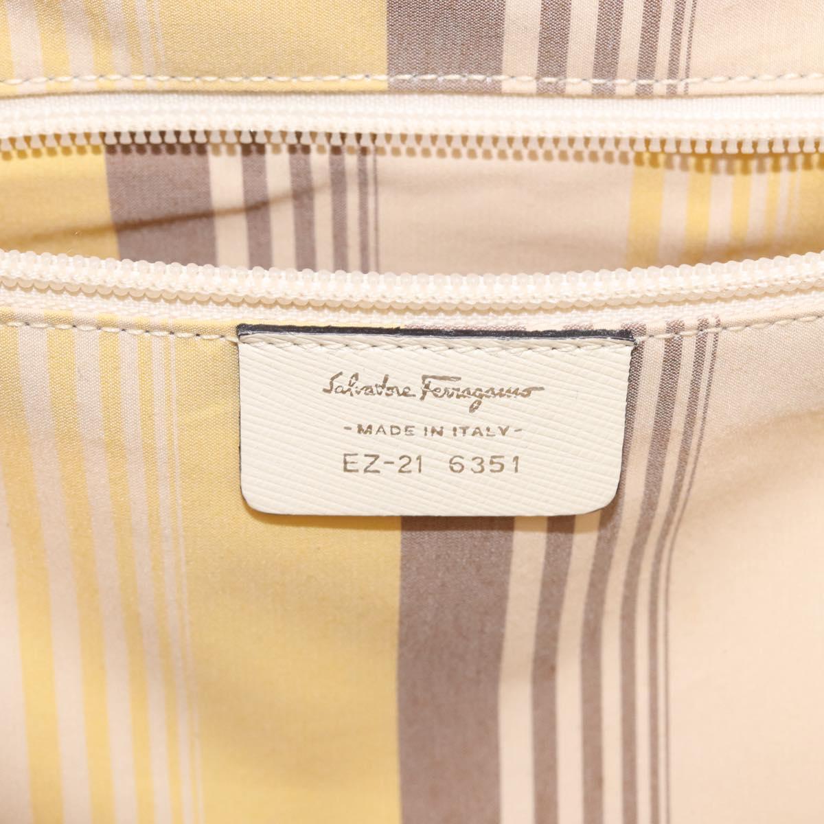 Salvatore Ferragamo Gancini Tote Bag Rattan Brown Silver Auth 145756