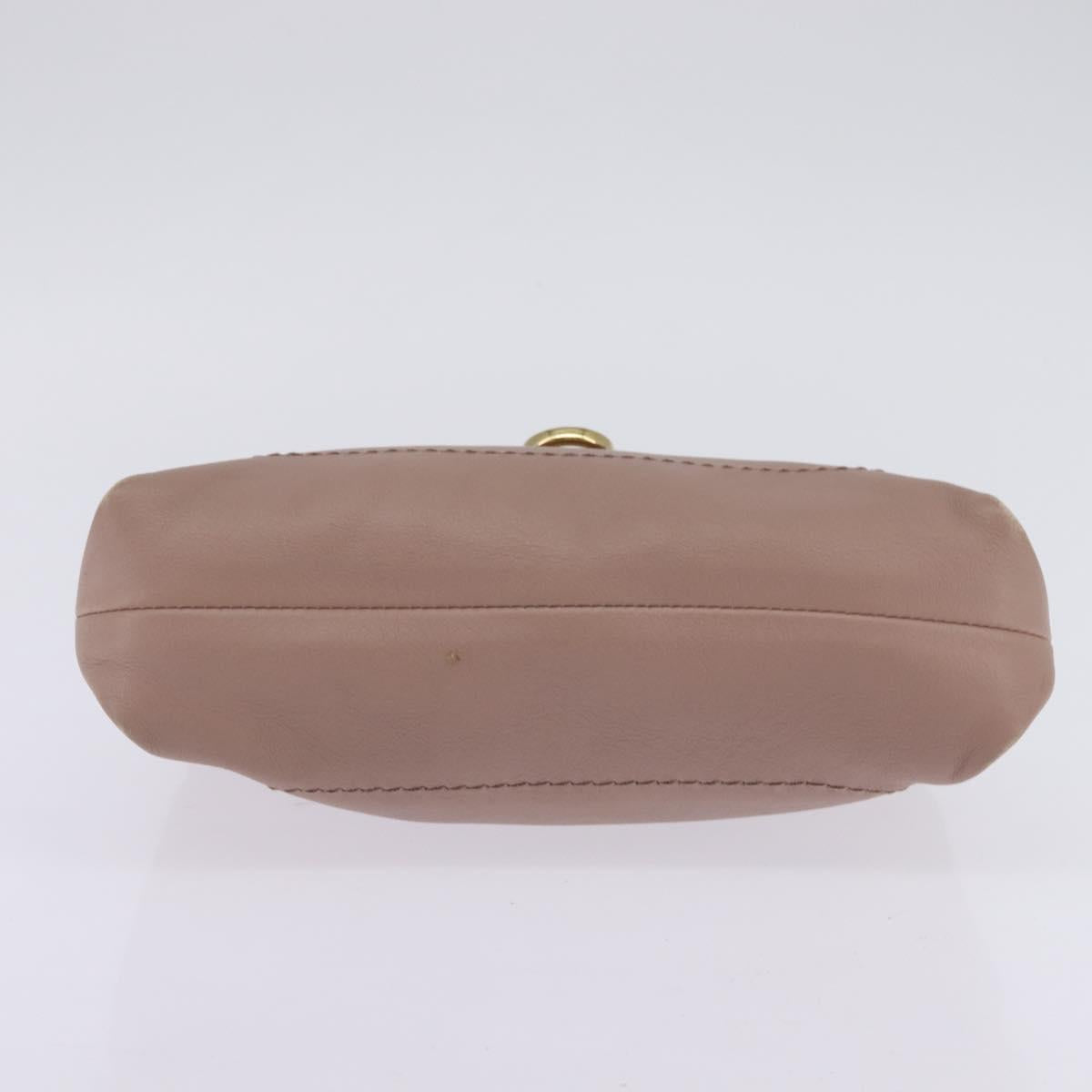 Salvatore Ferragamo Gancini Chain Shoulder Bag Leather Beige Gold Auth 145757