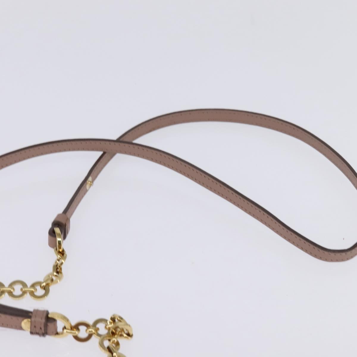 Salvatore Ferragamo Gancini Chain Shoulder Bag Leather Beige Gold Auth 145757