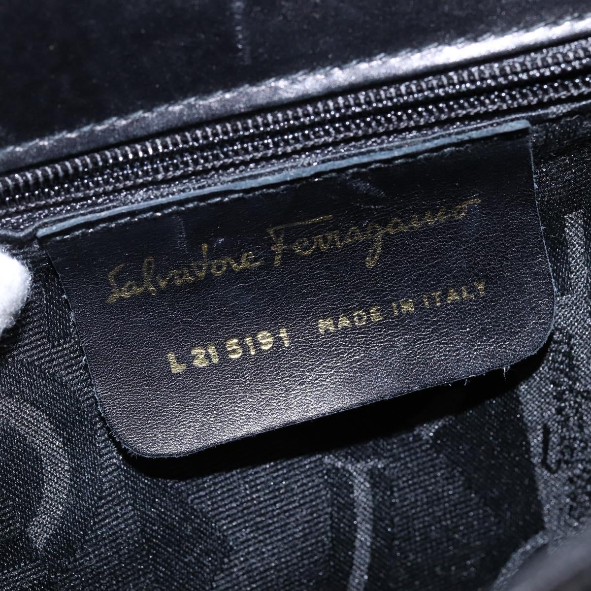 Salvatore Ferragamo Gancini Shoulder Bag Leather Black Gold Auth 145758