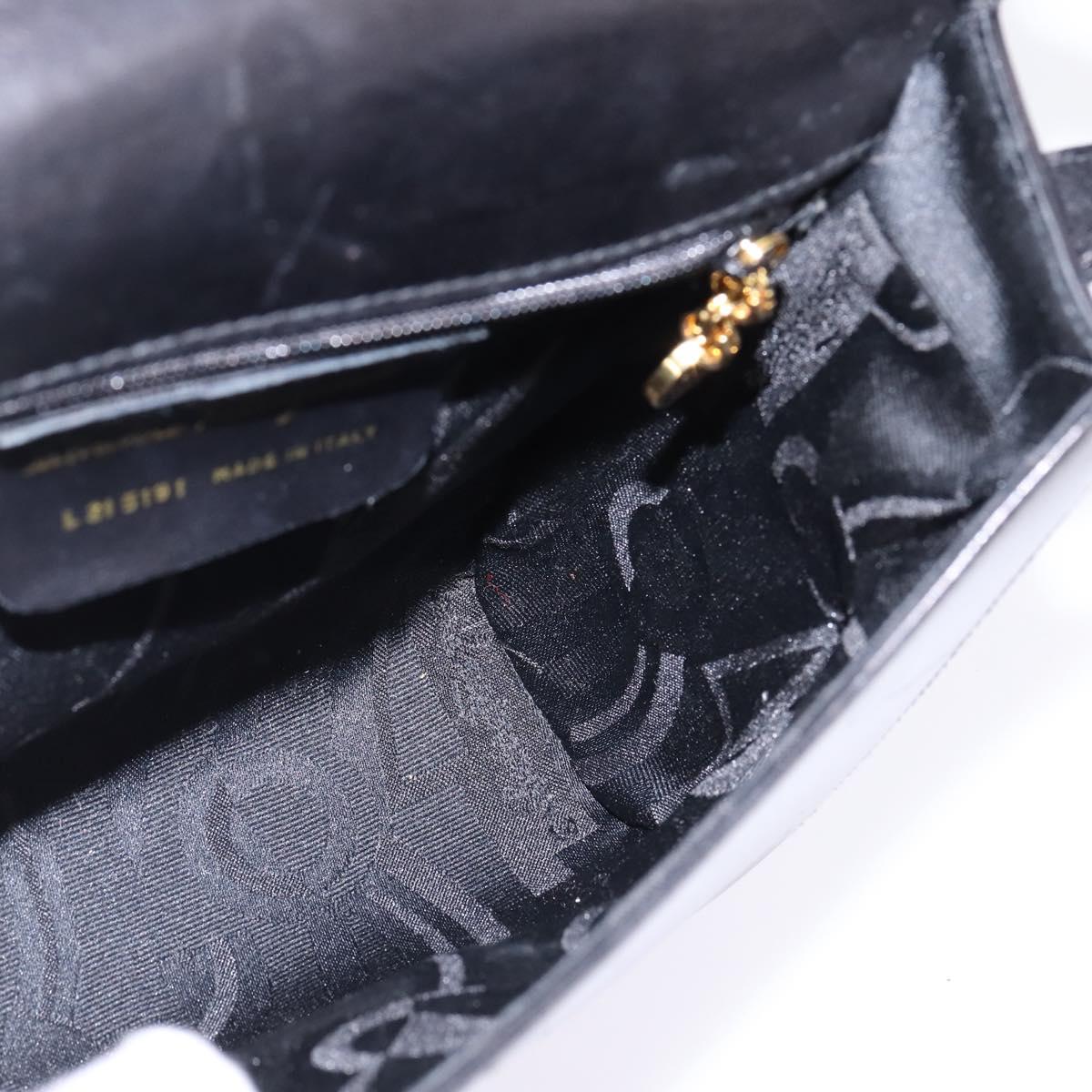 Salvatore Ferragamo Gancini Shoulder Bag Leather Black Gold Auth 145758