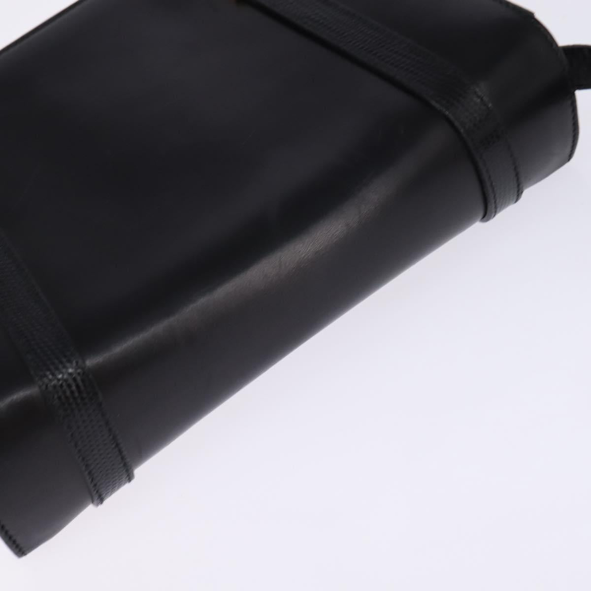 Salvatore Ferragamo Gancini Shoulder Bag Leather Black Gold Auth 145758