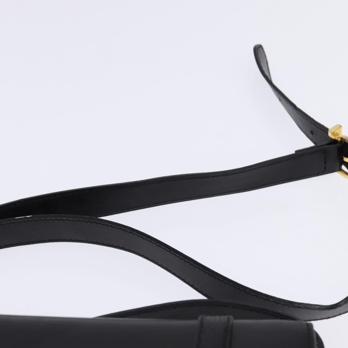 Salvatore Ferragamo Gancini Shoulder Bag Leather Black Gold Auth 145758