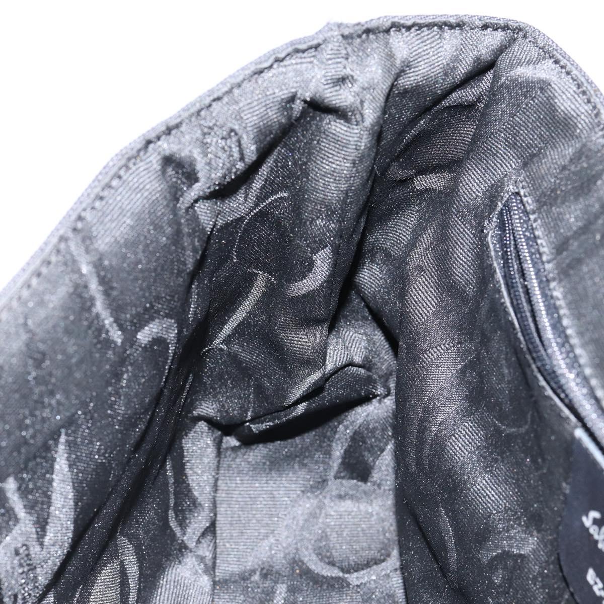 Salvatore Ferragamo Vala Shoulder Bag Leather Black Silver Auth 145759