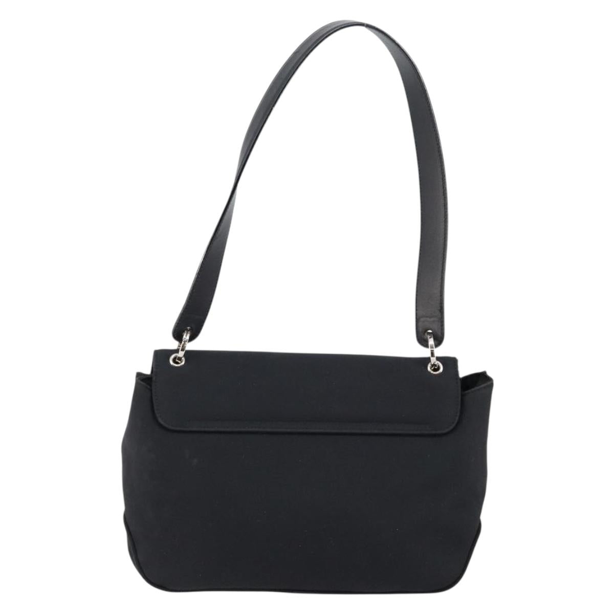 Salvatore Ferragamo Vala Shoulder Bag Leather Black Silver Auth 145759