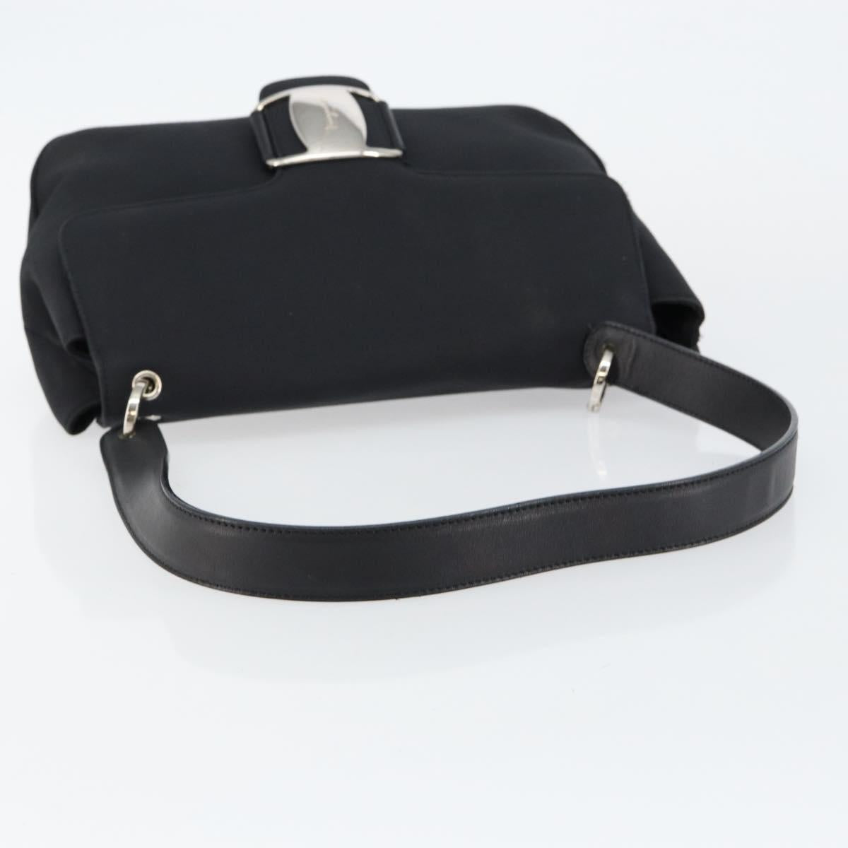 Salvatore Ferragamo Vala Shoulder Bag Leather Black Silver Auth 145759