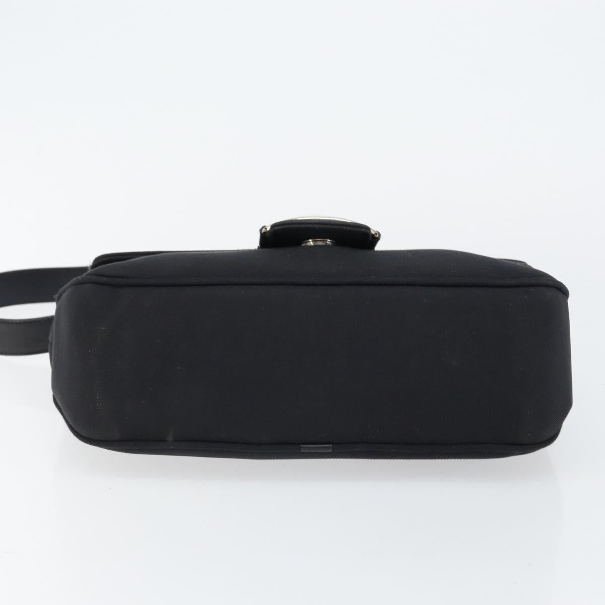 Salvatore Ferragamo Vala Shoulder Bag Leather Black Silver Auth 145759