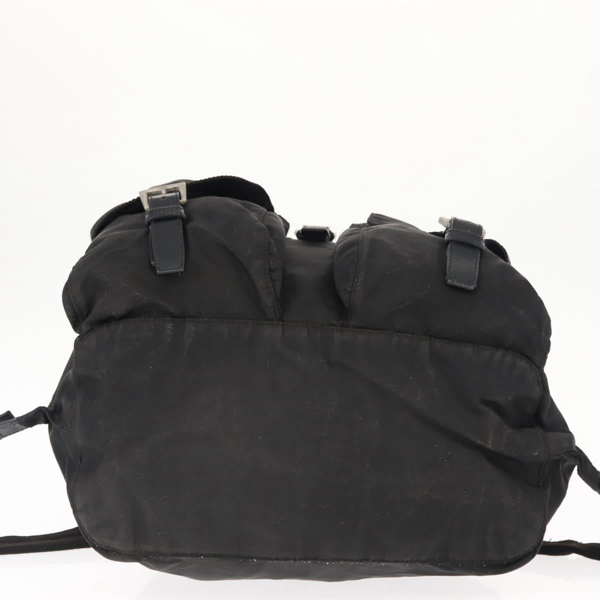 PRADA Backpack Nylon Black Silver Auth 145763