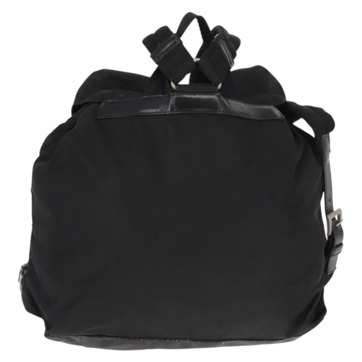 PRADA Backpack Nylon Black Silver Auth 145763