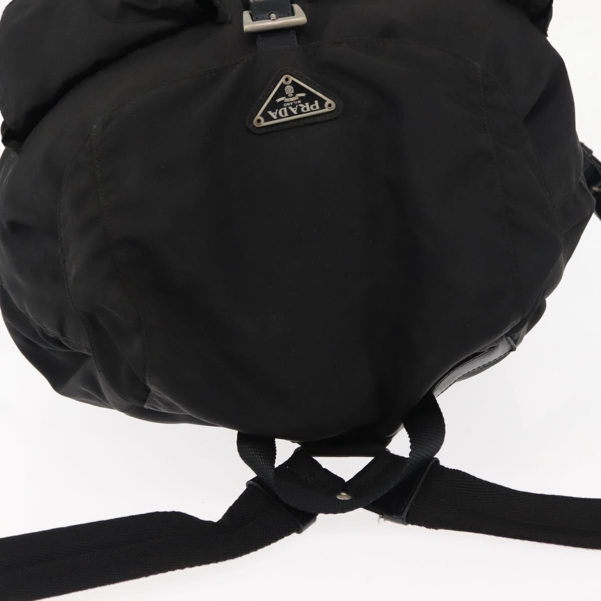 PRADA Backpack Nylon Black Silver Auth 145763