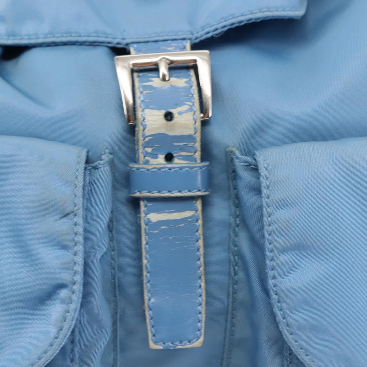 PRADA Backpack Nylon Light Blue Silver Auth 145764