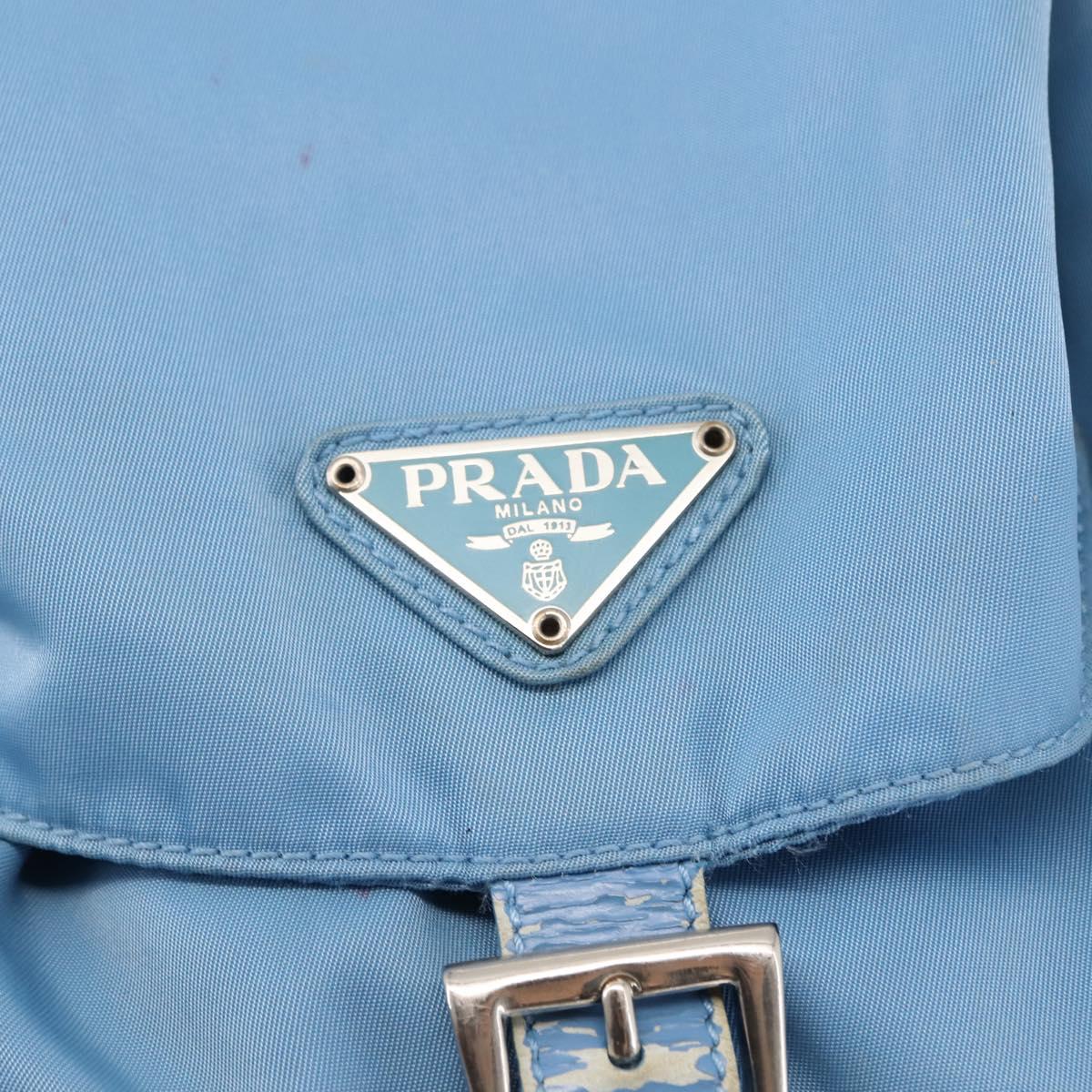 PRADA Backpack Nylon Light Blue Silver Auth 145764