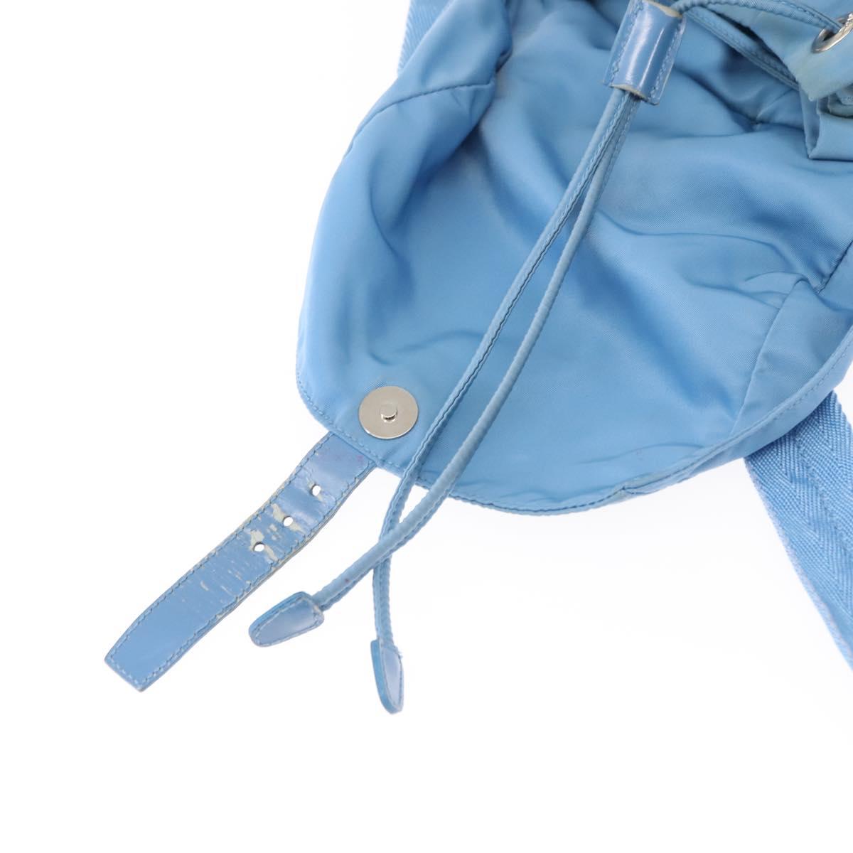 PRADA Backpack Nylon Light Blue Silver Auth 145764