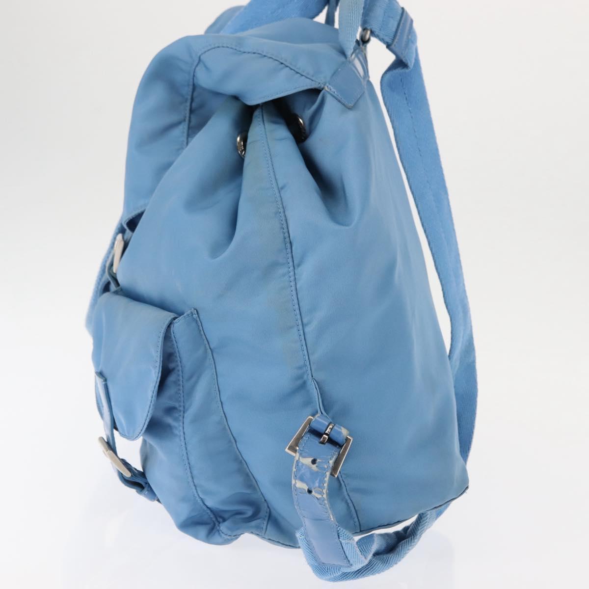 PRADA Backpack Nylon Light Blue Silver Auth 145764