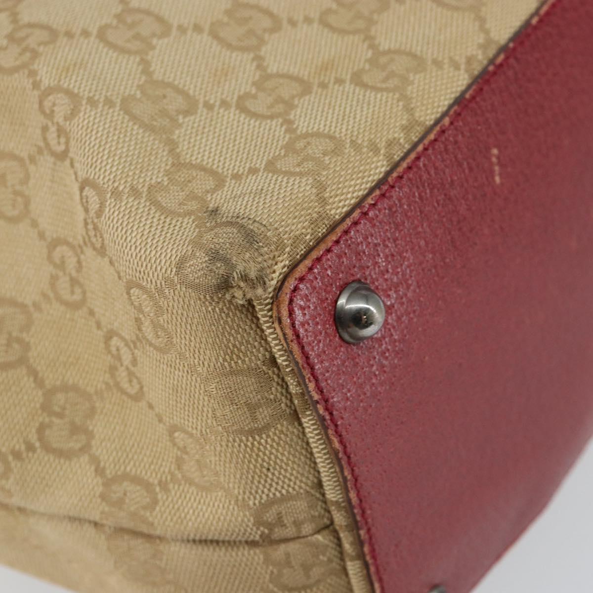 GUCCI GG Canvas Tote Bag Beige Silver 120836 Auth 145766