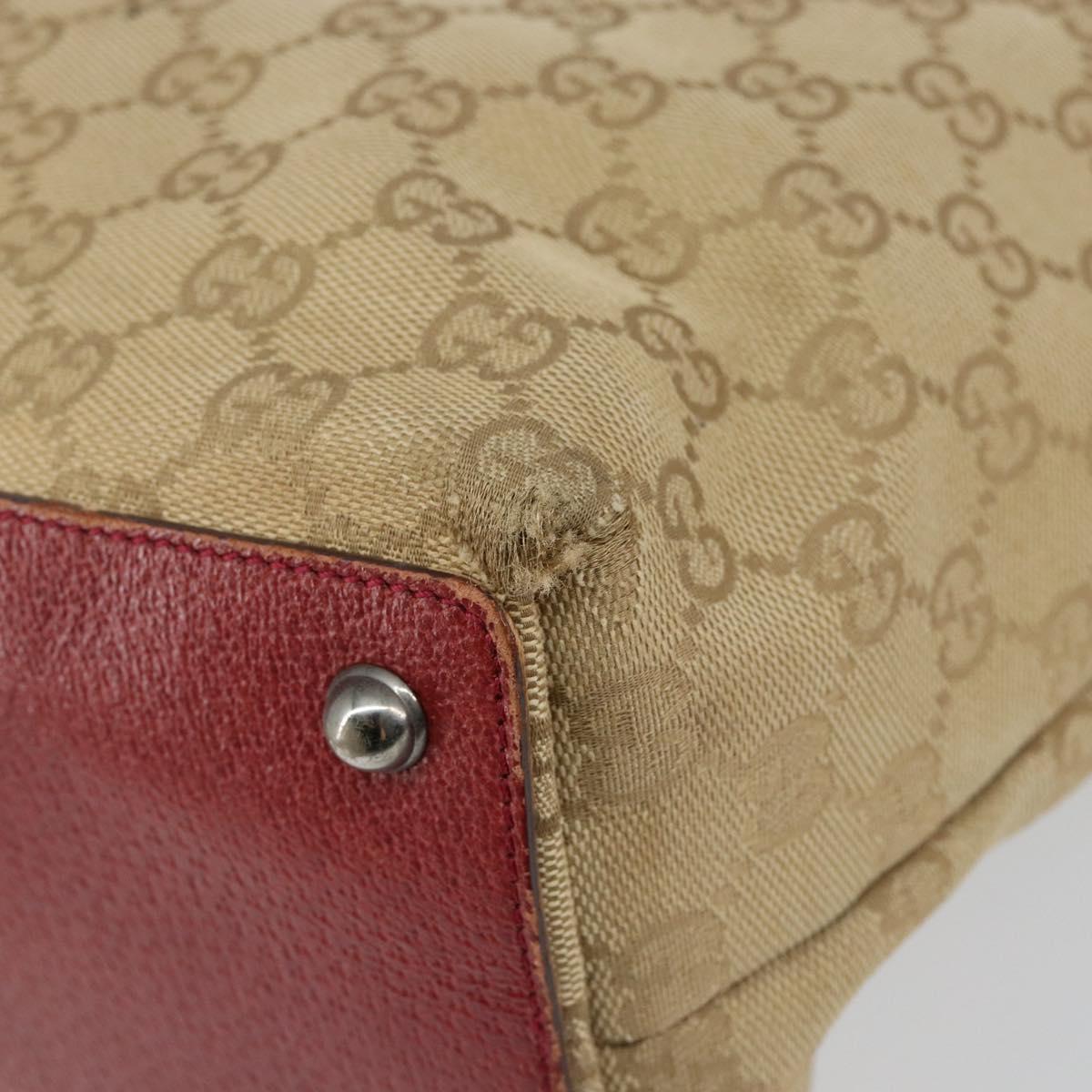 GUCCI GG Canvas Tote Bag Beige Silver 120836 Auth 145766