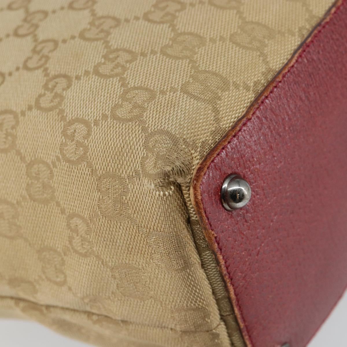 GUCCI GG Canvas Tote Bag Beige Silver 120836 Auth 145766