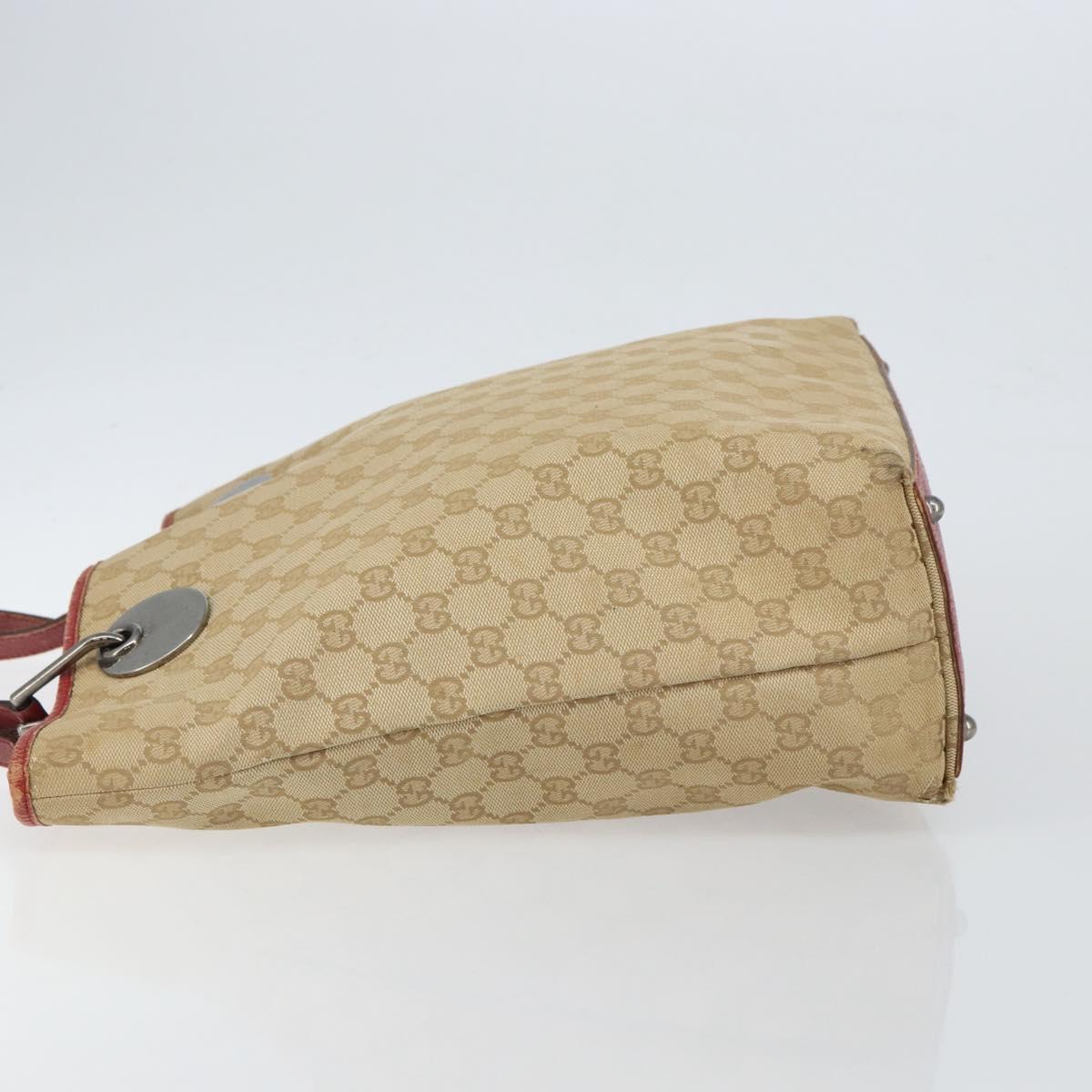 GUCCI GG Canvas Tote Bag Beige Silver 120836 Auth 145766