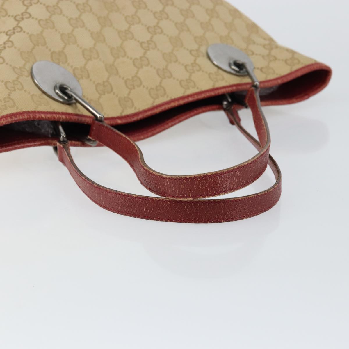 GUCCI GG Canvas Tote Bag Beige Silver 120836 Auth 145766