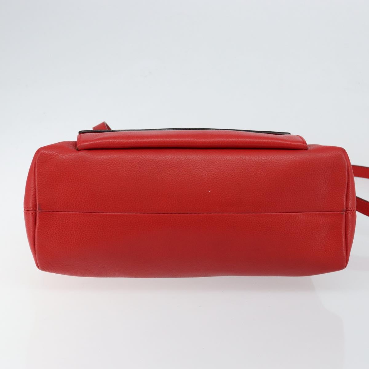 CELINE Circle Hand Bag Leather 2way Red Auth 145769