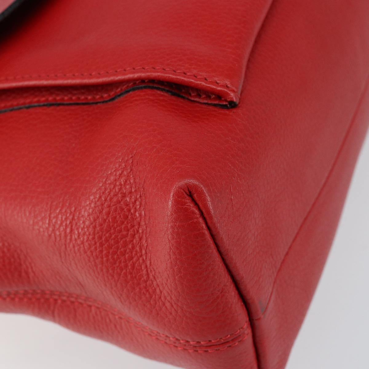 CELINE Circle Hand Bag Leather 2way Red Auth 145769