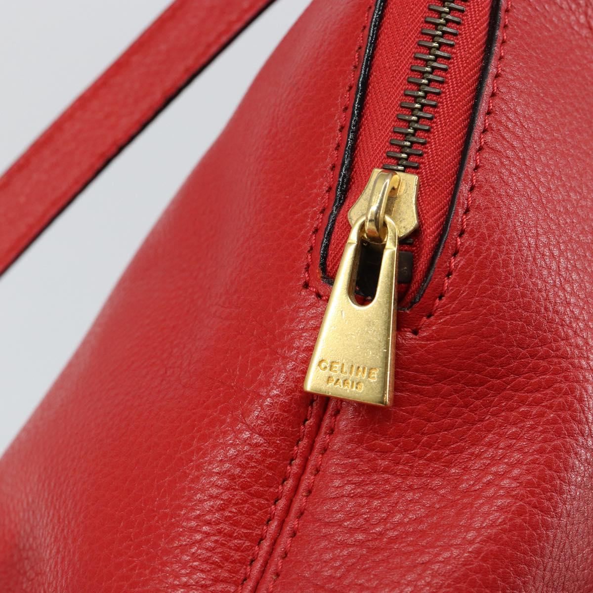 CELINE Circle Hand Bag Leather 2way Red Auth 145769