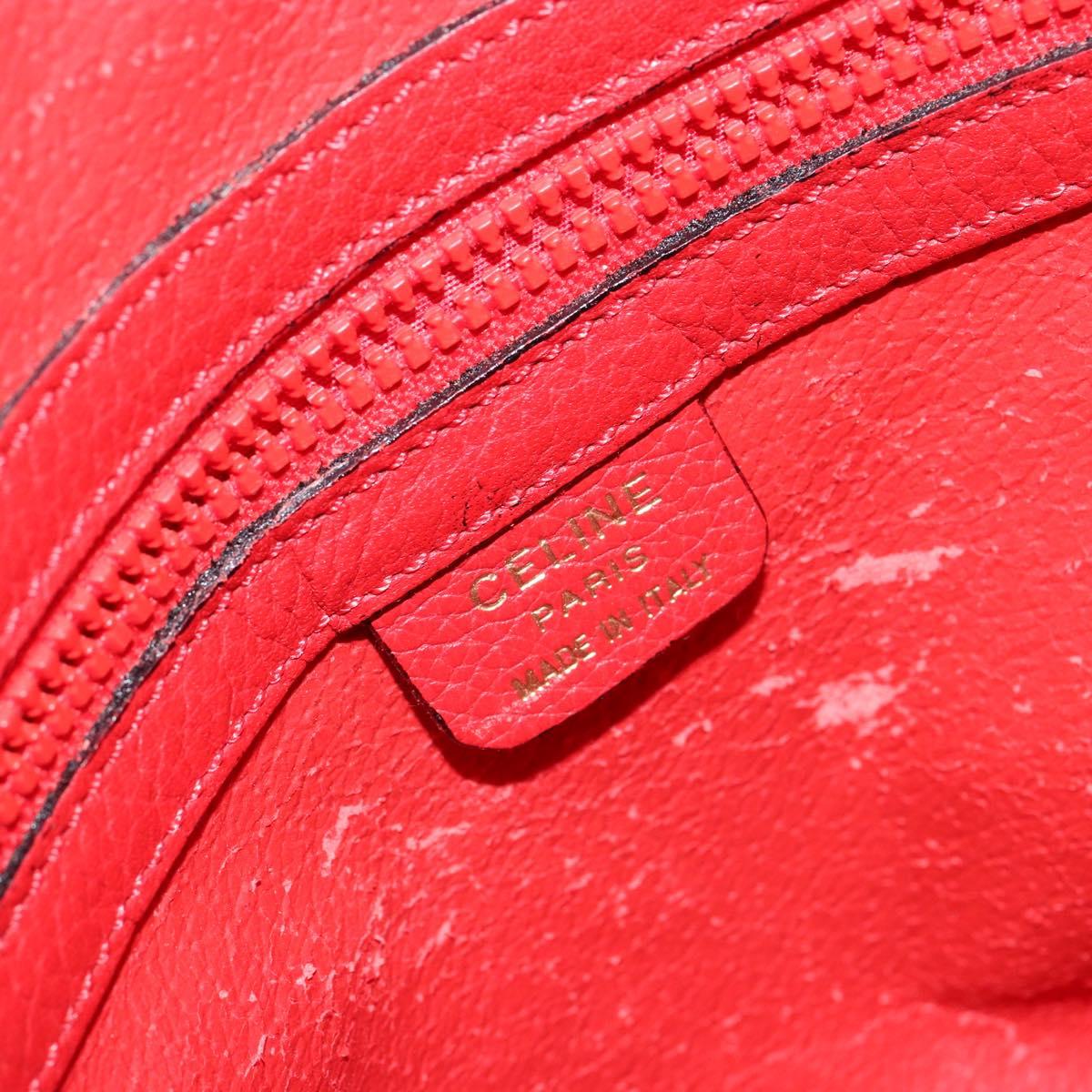 CELINE Circle Hand Bag Leather 2way Red Auth 145769