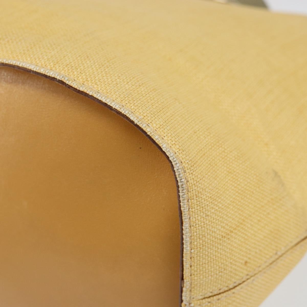 CELINE Circle Shoulder Bag Canvas Leather Beige Auth 145770