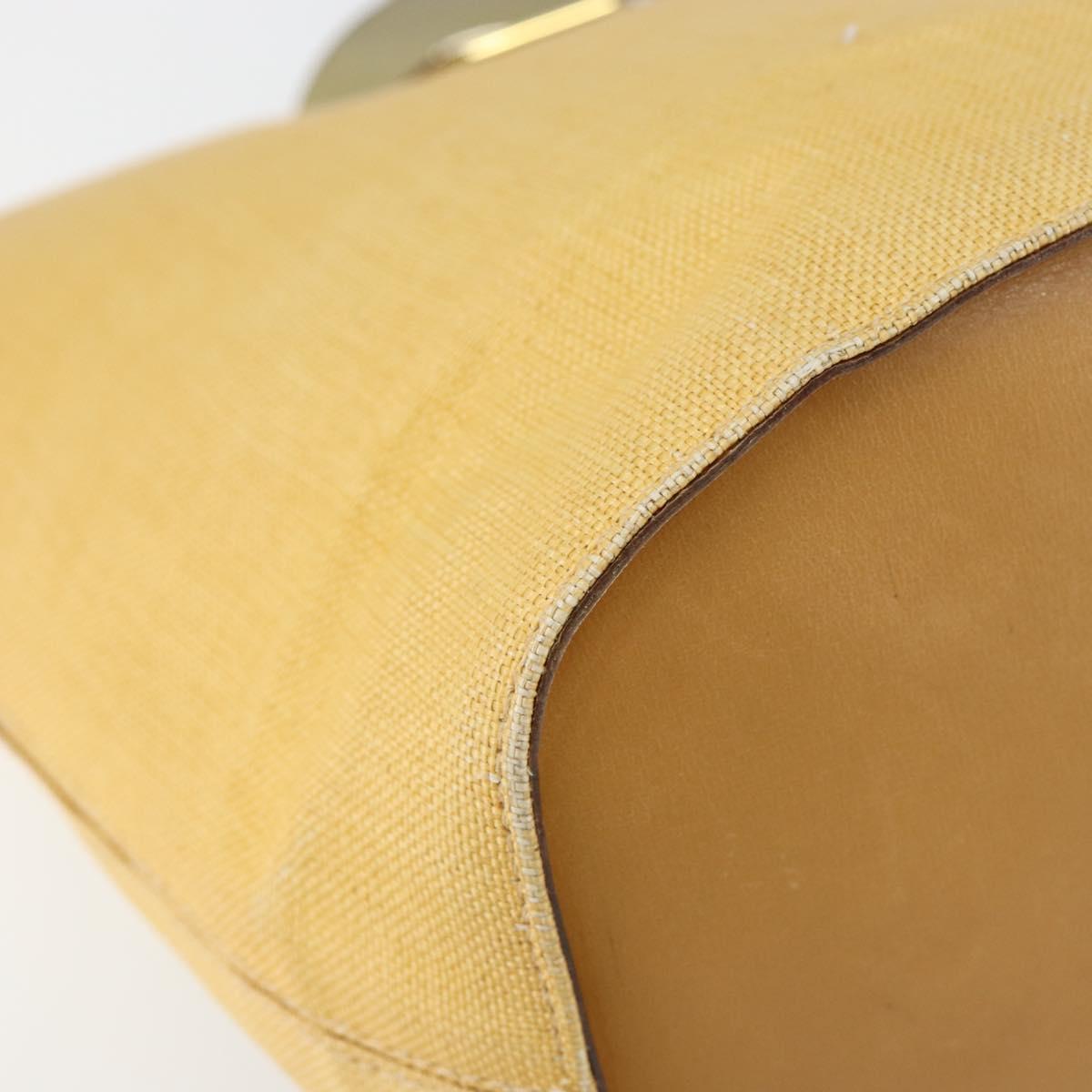 CELINE Circle Shoulder Bag Canvas Leather Beige Auth 145770