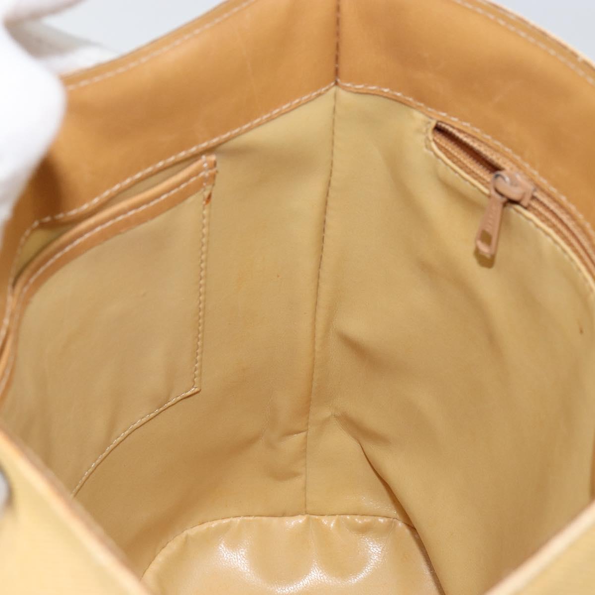 CELINE Circle Shoulder Bag Canvas Leather Beige Auth 145770