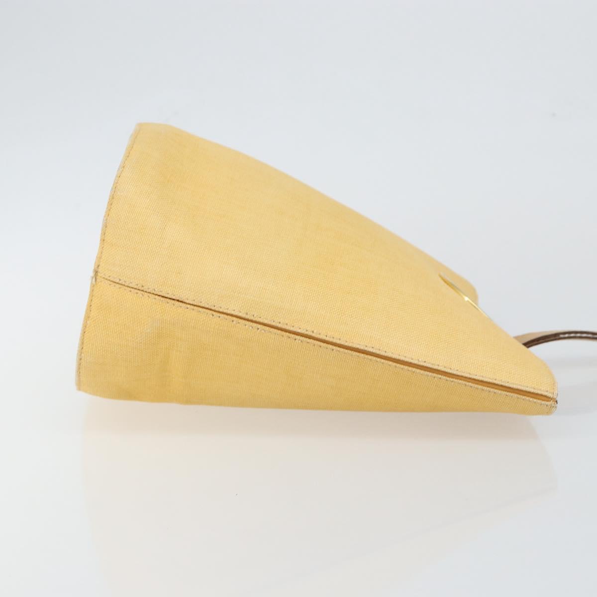 CELINE Circle Shoulder Bag Canvas Leather Beige Auth 145770