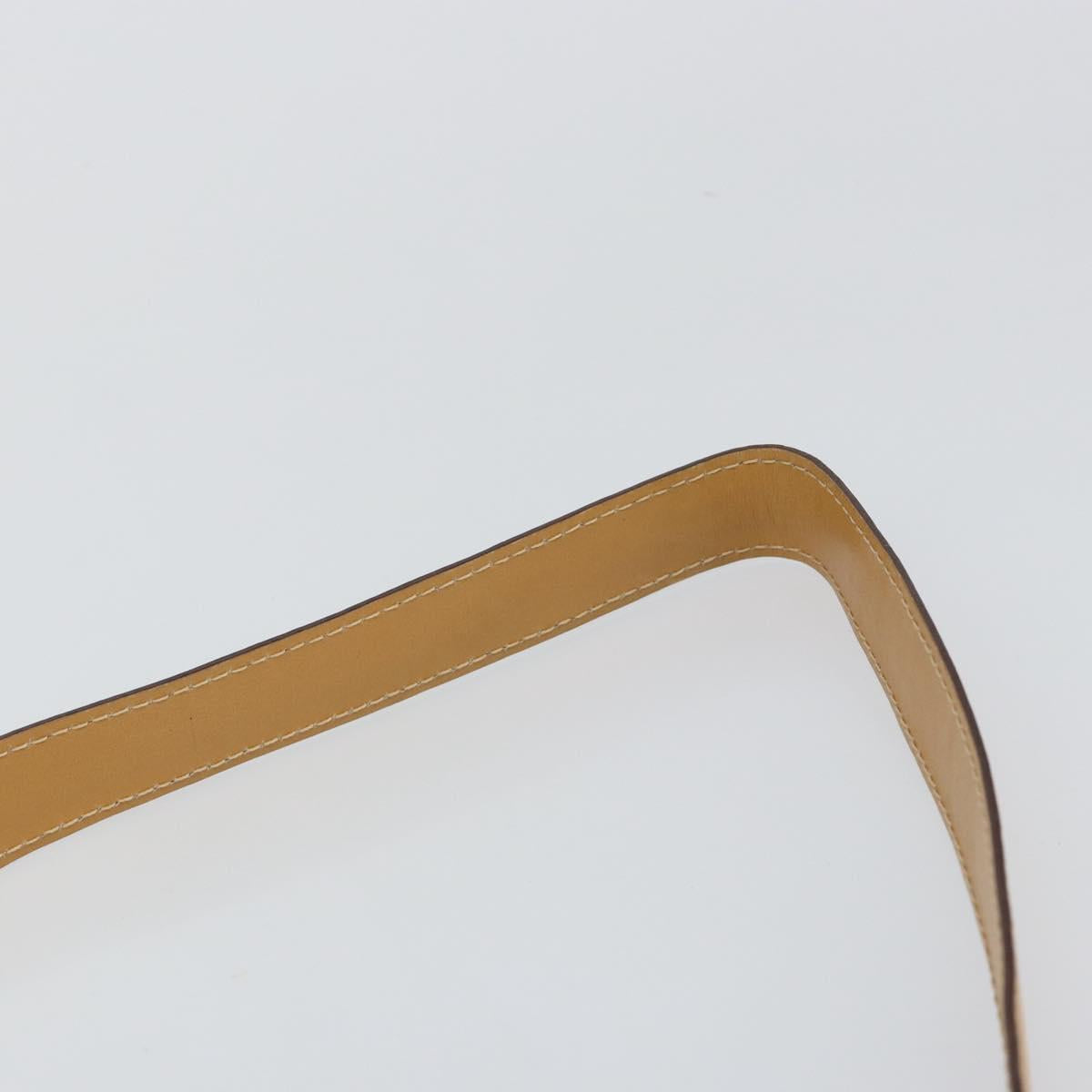 CELINE Circle Shoulder Bag Canvas Leather Beige Auth 145770