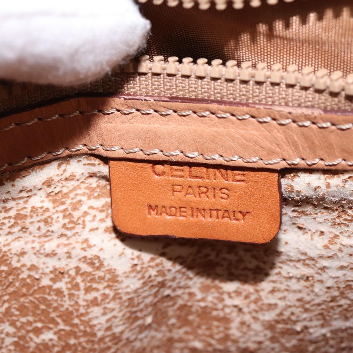 CELINE Macadam Canvas Shoulder Bag PVC Leather Brown Gold Auth 145772