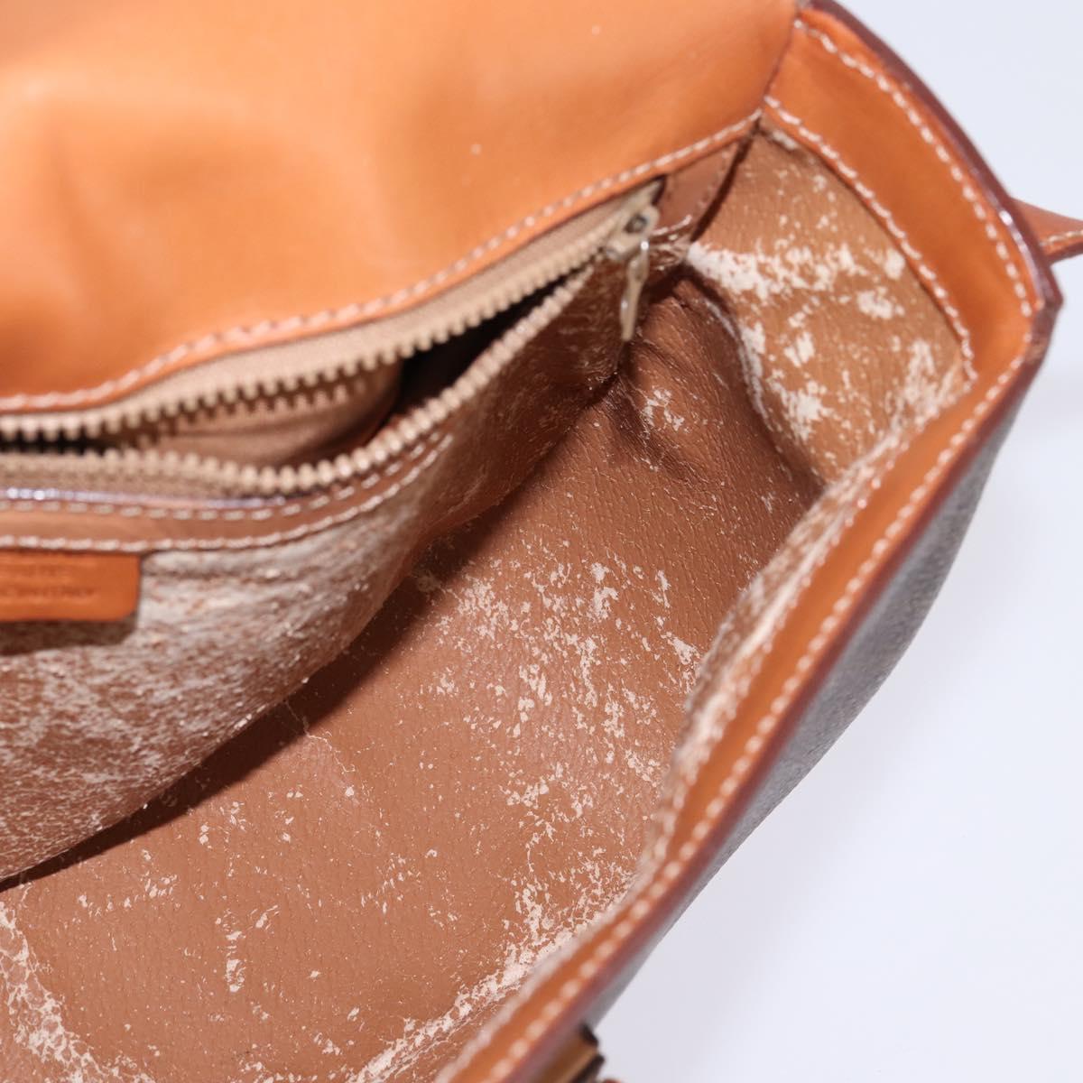 CELINE Macadam Canvas Shoulder Bag PVC Leather Brown Gold Auth 145772