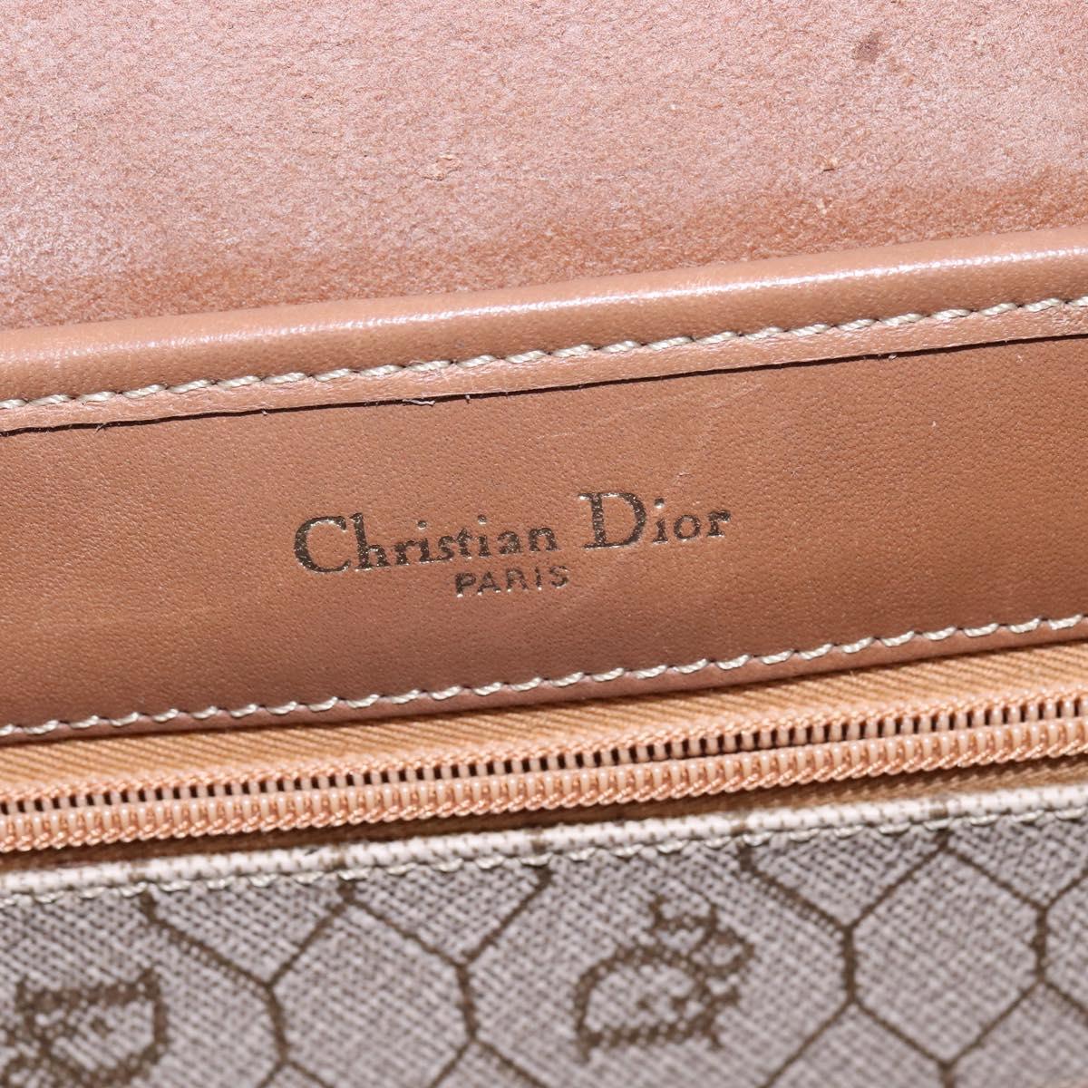 Christian Dior Honeycomb Canvas Shoulder Bag PVC Beige Gold Auth 145774