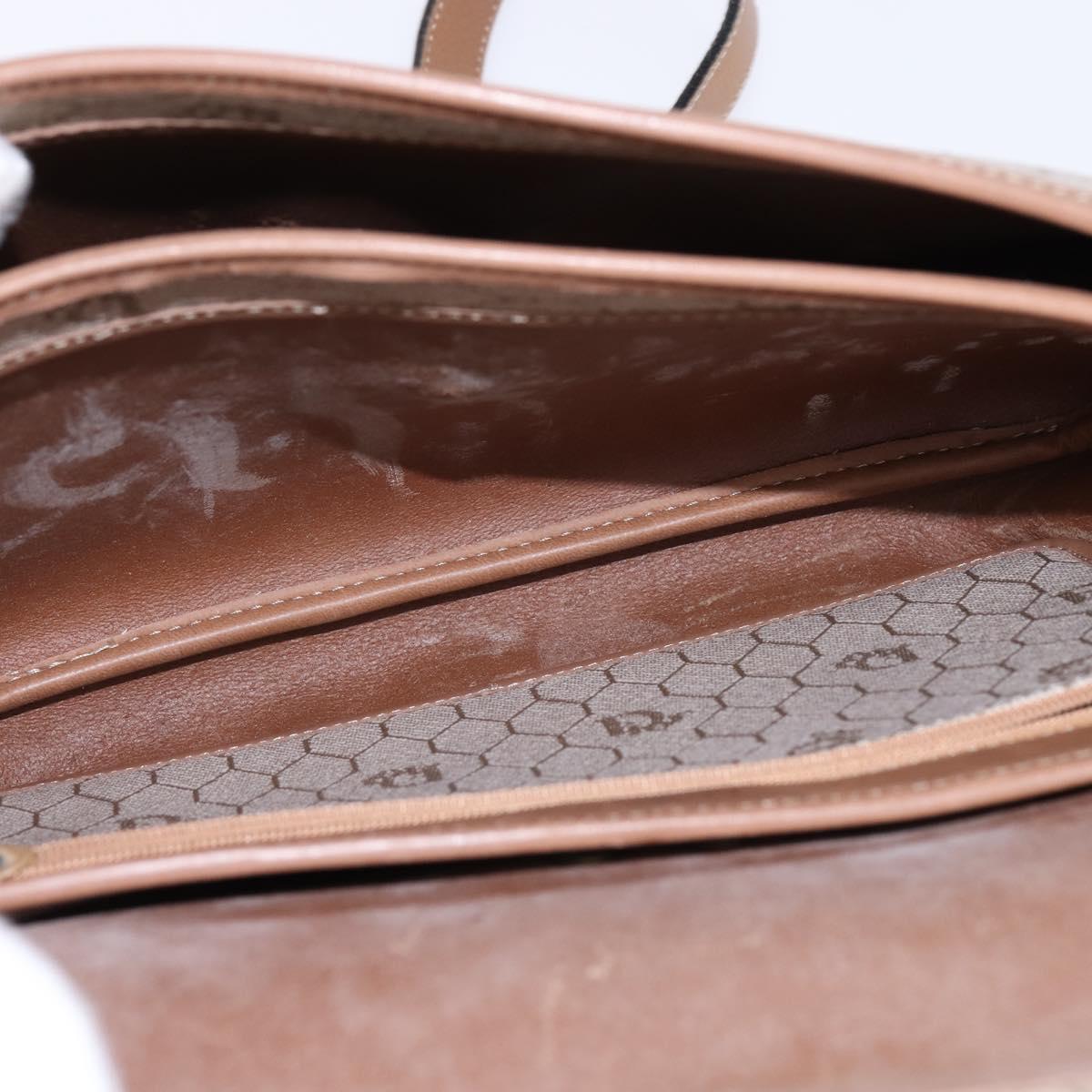 Christian Dior Honeycomb Canvas Shoulder Bag PVC Beige Gold Auth 145774