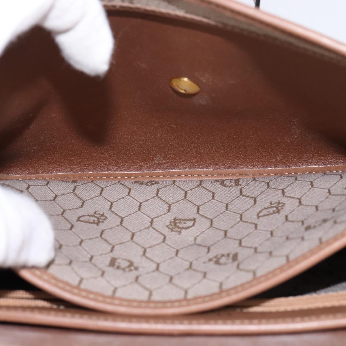 Christian Dior Honeycomb Canvas Shoulder Bag PVC Beige Gold Auth 145774