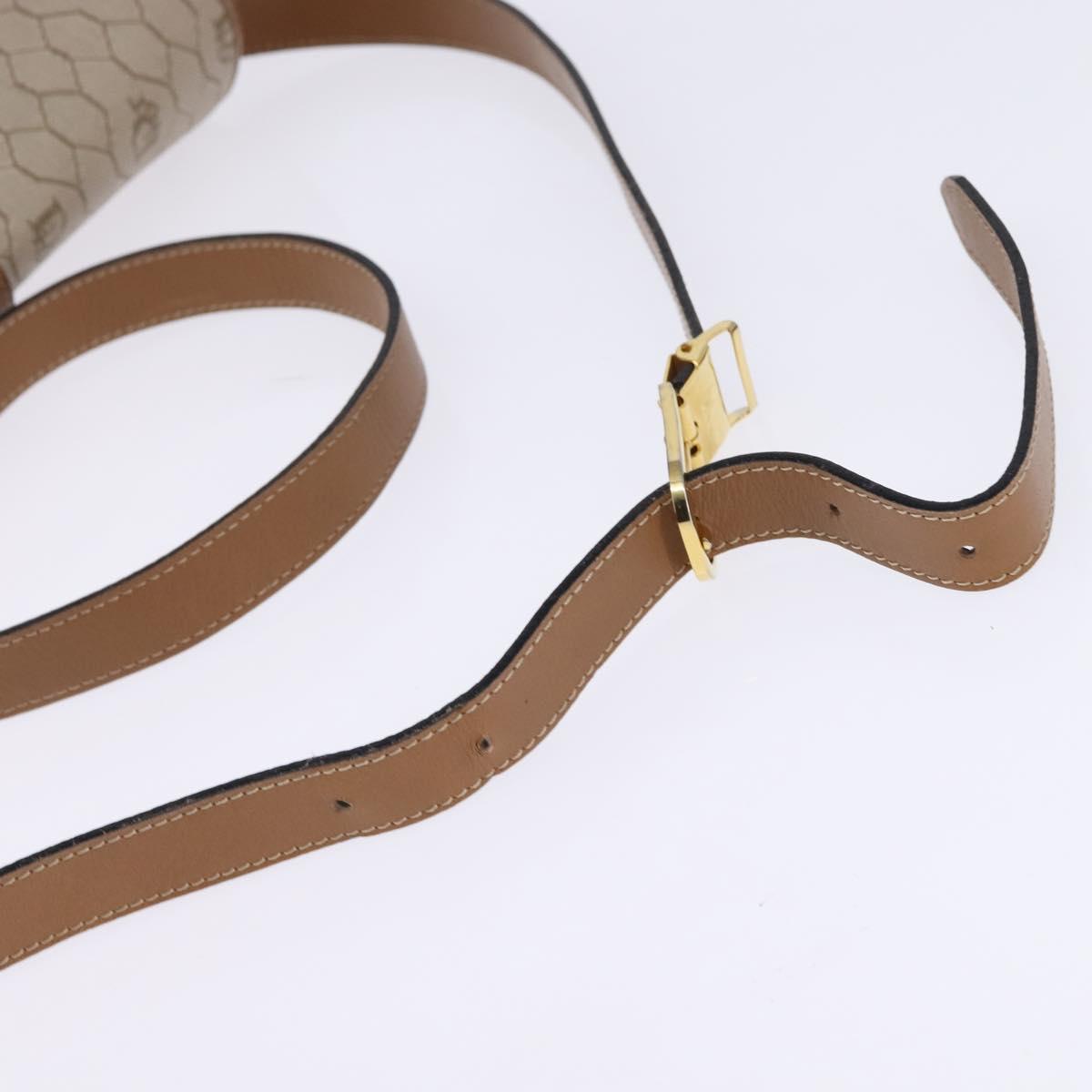 Christian Dior Honeycomb Canvas Shoulder Bag PVC Beige Gold Auth 145774