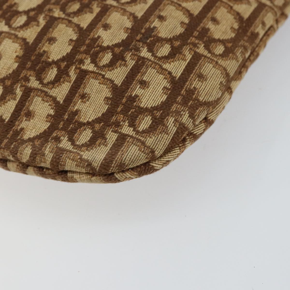 Christian Dior Trotter Canvas Tote Bag Brown Gold Auth 145775